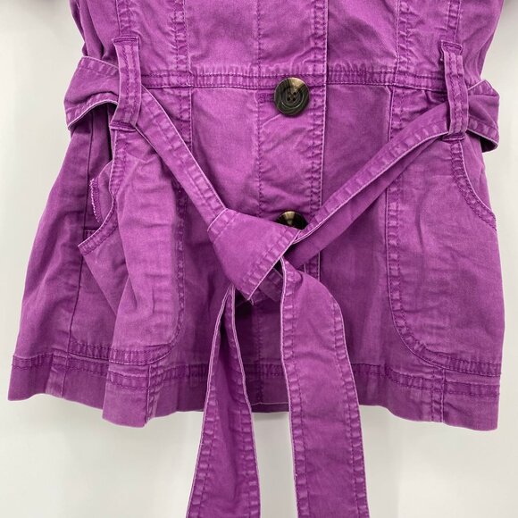 Caslon Purple V-Neck Trench Top Button Down Shirt | Size M - Picture 5 of 5